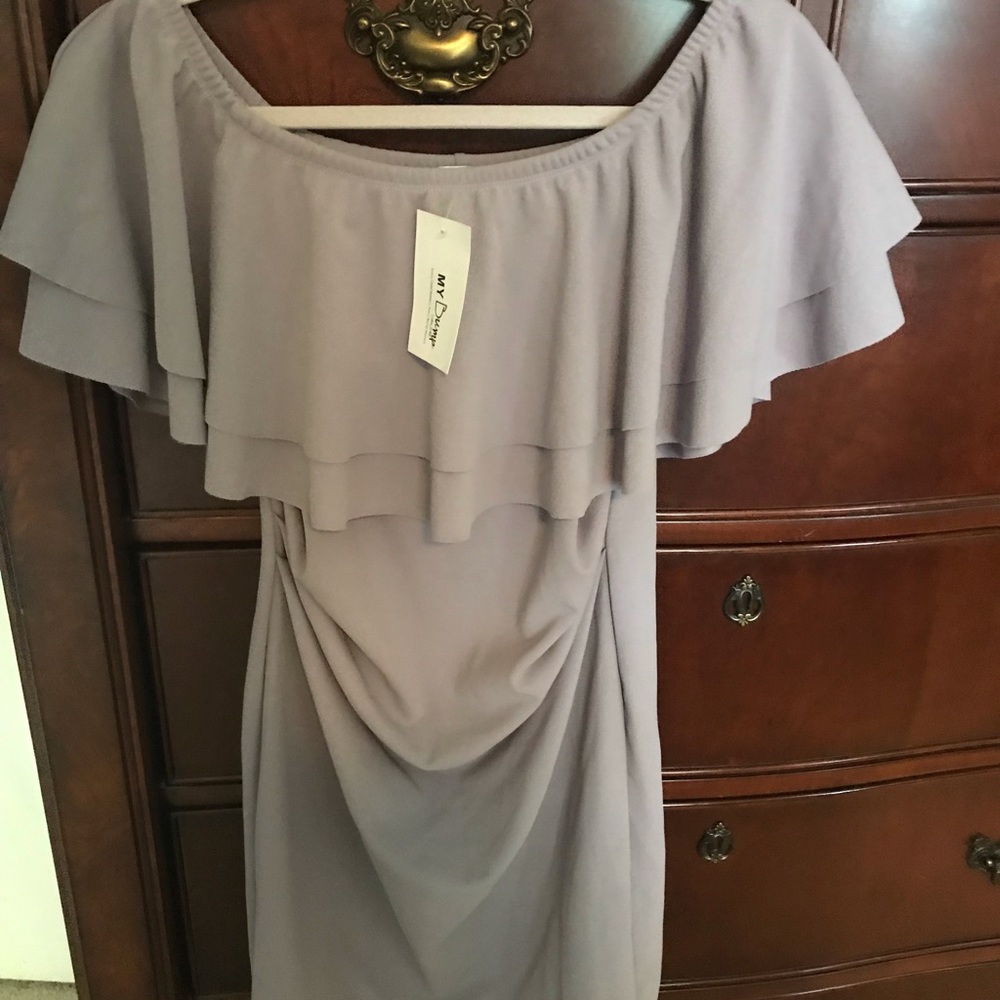My Bump Lavender Off Shoulder Dress Maternity - Picture 3 of 7